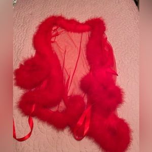 Red babydoll boa robe